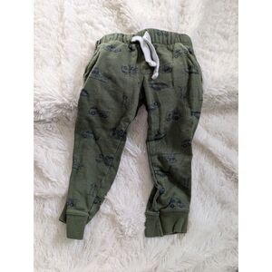 Carter's 100% Cotton Olive Green Vehicle Print Jogger Pants Toddler Size 2T